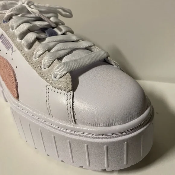 Puma Mayze Platform Sneakers Women’s 7 Lace Up Shoes White Casual New Pink - Picture 6 of 12